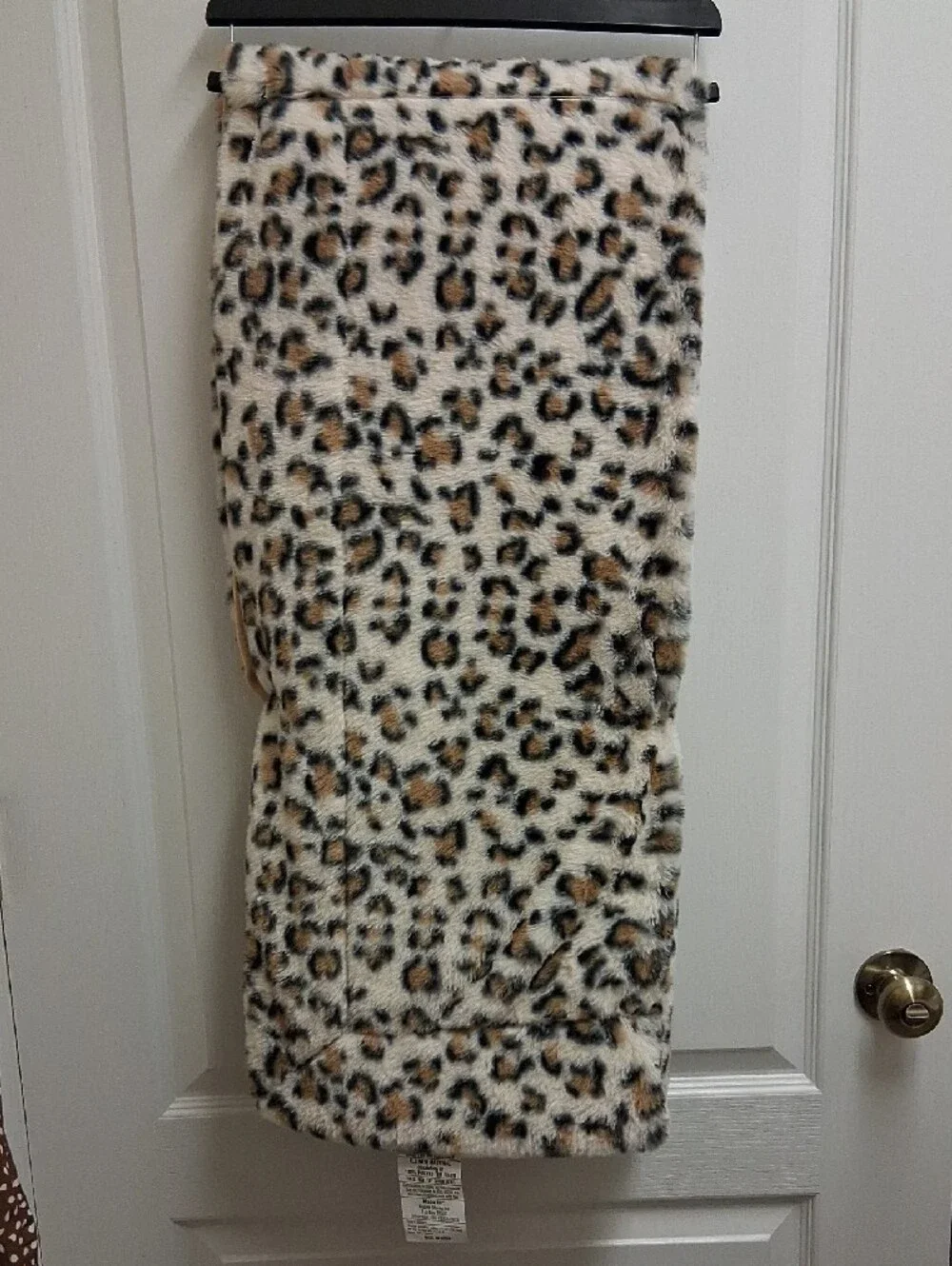 True Comforts Faux Fur Leopard Throw - Tan & Black